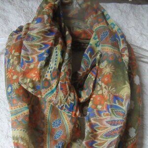 Boho Green Flower Infinity Loop Fashion Scarf